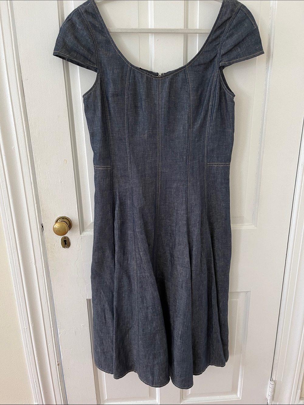 Talbots Dark Blue Denim Scoop-Neck Midi Dress